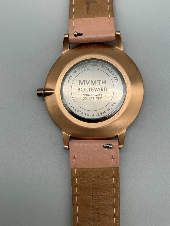 MVMT Boulevard 38mm Women Watch Rose Gold Tone Pink Leather Band New Battery main image 8
